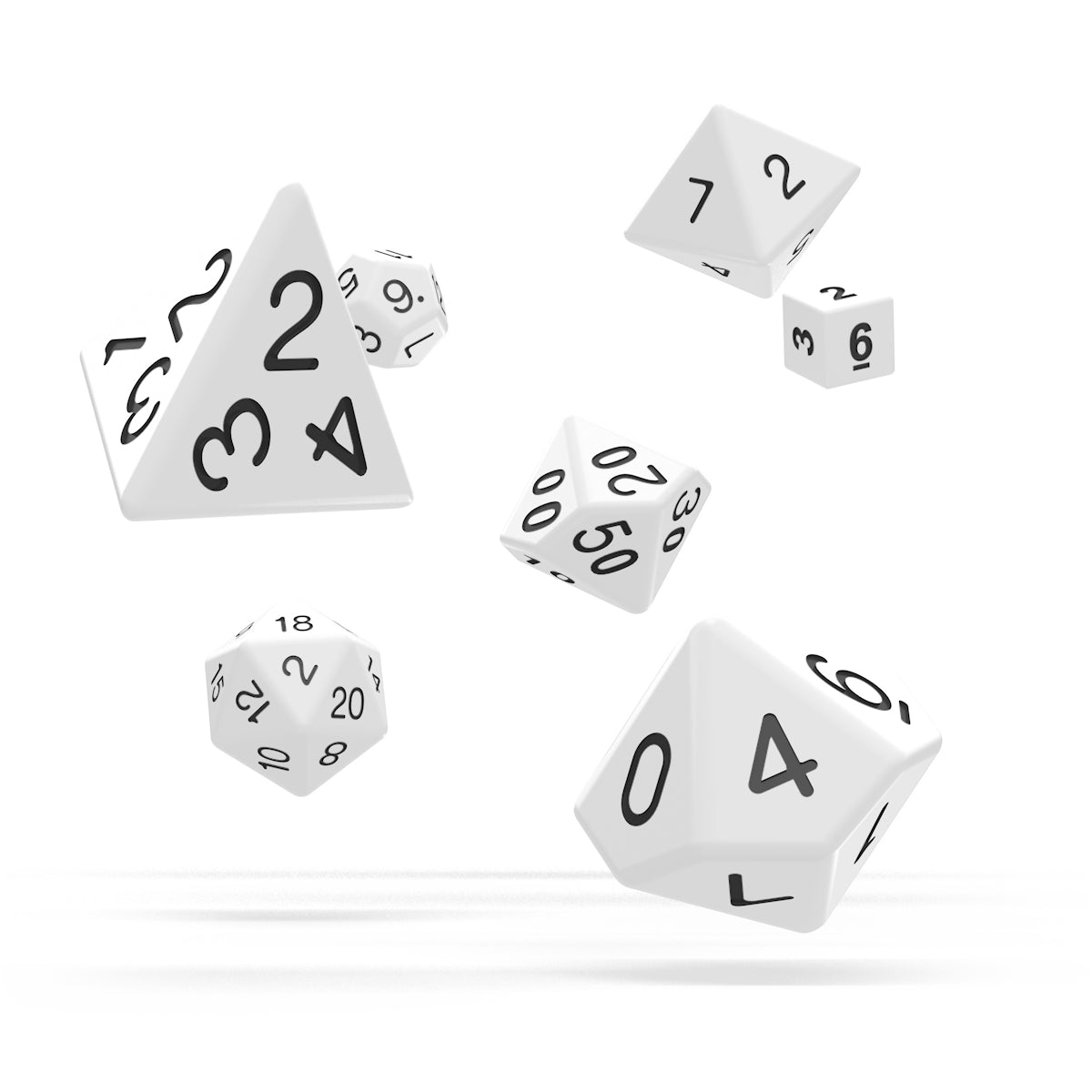 oakie doakie DICE RPG Set Solid: White (7)