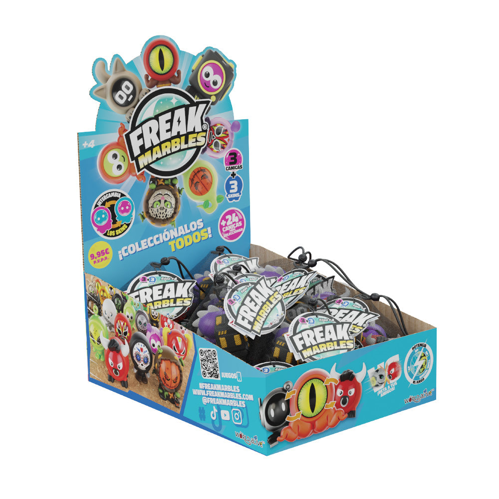 Freak Marbles Drawstring mesh bag 24 pc mixed CDU