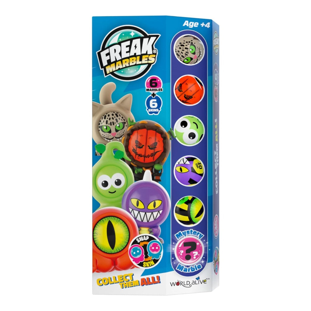 Freak Marbles Set of 6 Marbles & Skins in totem box