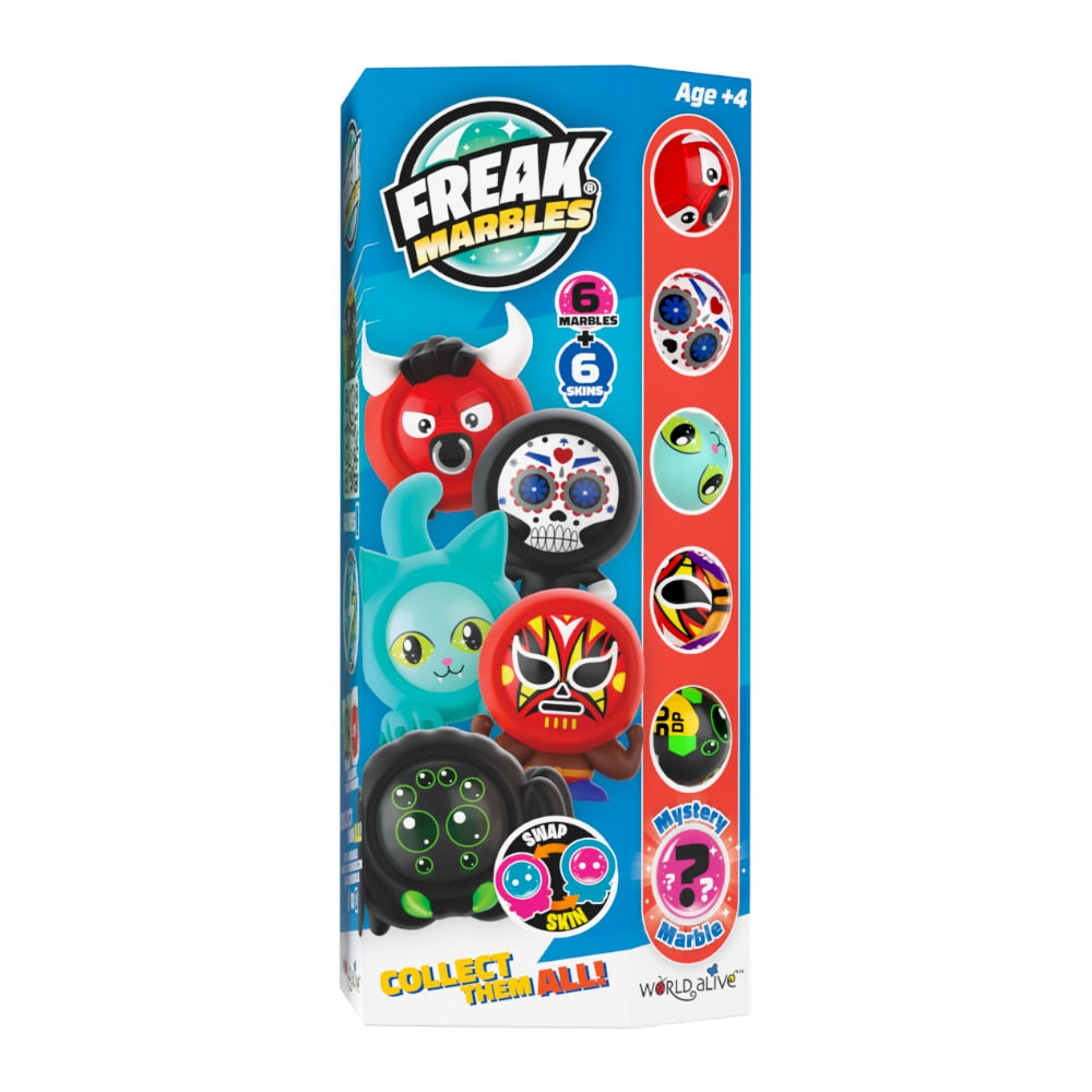 Freak Marbles Set of 6 Marbles & Skins in totem box