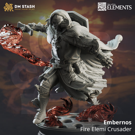 Embernos - Fire Elemi Crusader  - Grey and Red - 32mm